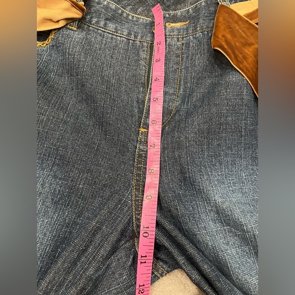 [8]VTG Telluride Women's Blue Jeans with Brown velvet Belt Flare - Picture 4 of 8